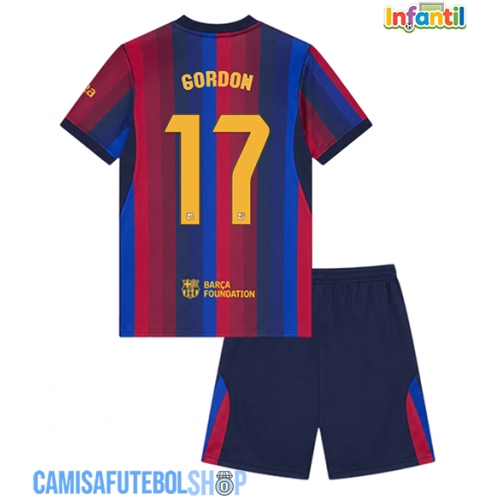 Camisa de time de futebol Barcelona Anthony Gordon #17 Replicas 1º Equipamento Infantil 2026-27 Manga Curta (+ Calças curtas)